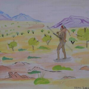 Man spearing a kangaroo - Emerging Artists - Dean Inkamala