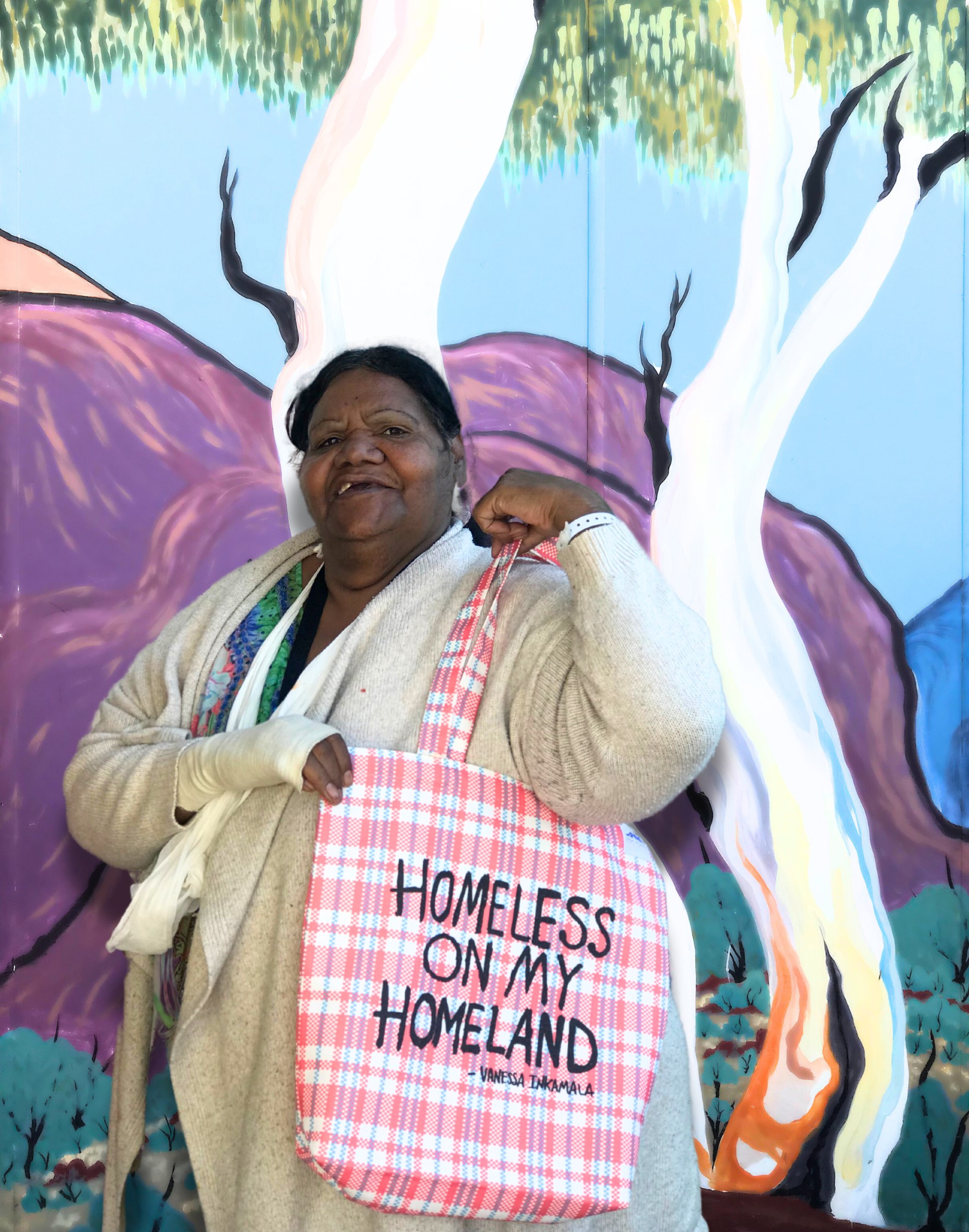 Homeless on my Homeland tote bag
