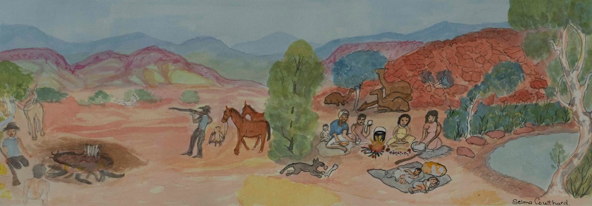 Families travelling west from Tempe Downs (Urrampinyi) by Selma Coulthard
