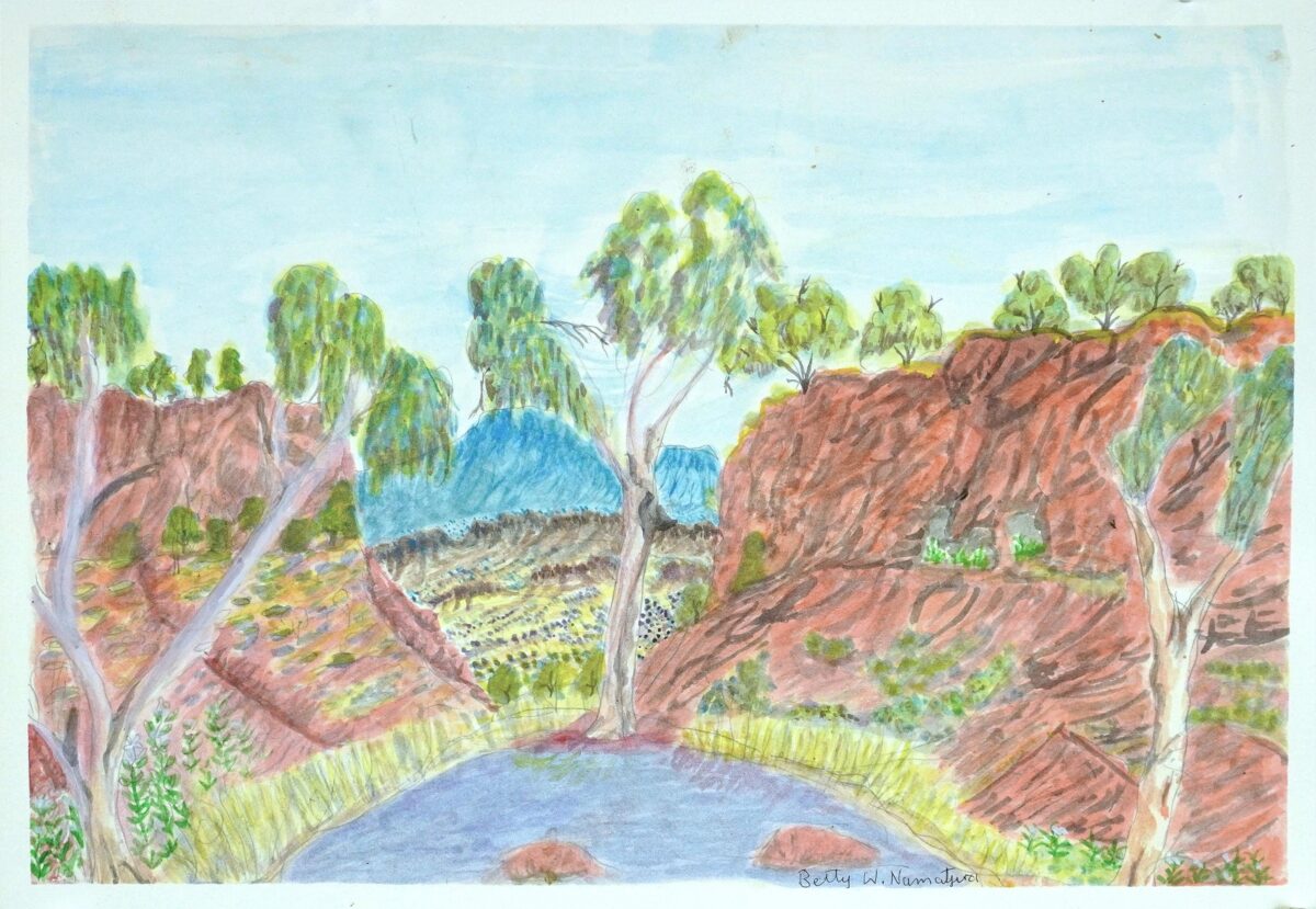 James Range, Waterhole - Painting - Betty Namatjira Wheeler