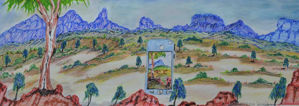 Phone on the road to Ntaria - Painting - Vanessa Inkamala