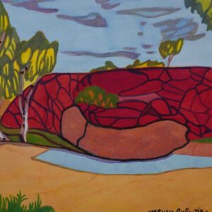 Bungalow Waterhole (Charles Creek) Telegraph Station - Painting - Mervyn Rubuntja