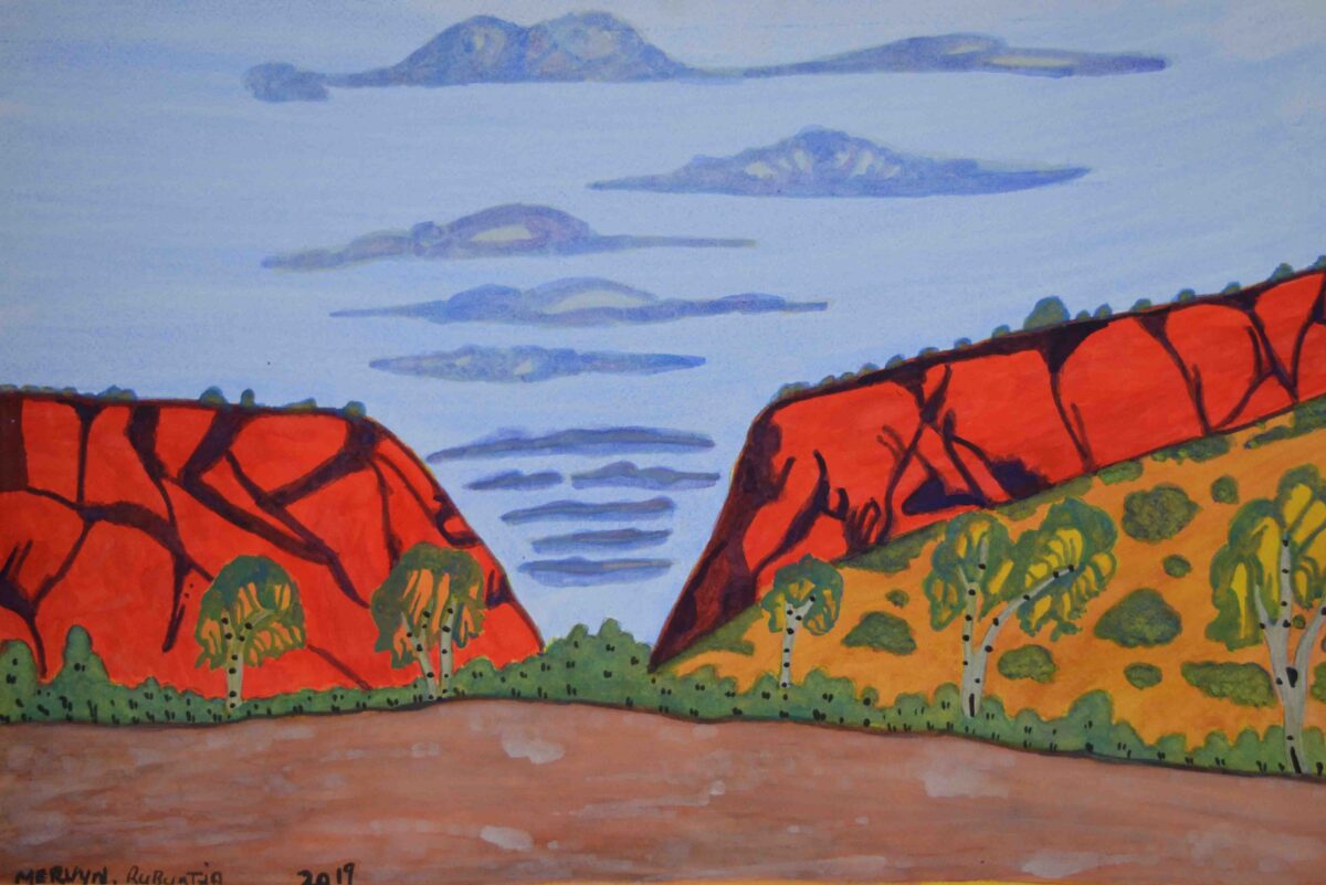 Salt Plains at Heavitree Gap, NT - Painting - Mervyn Rubuntja